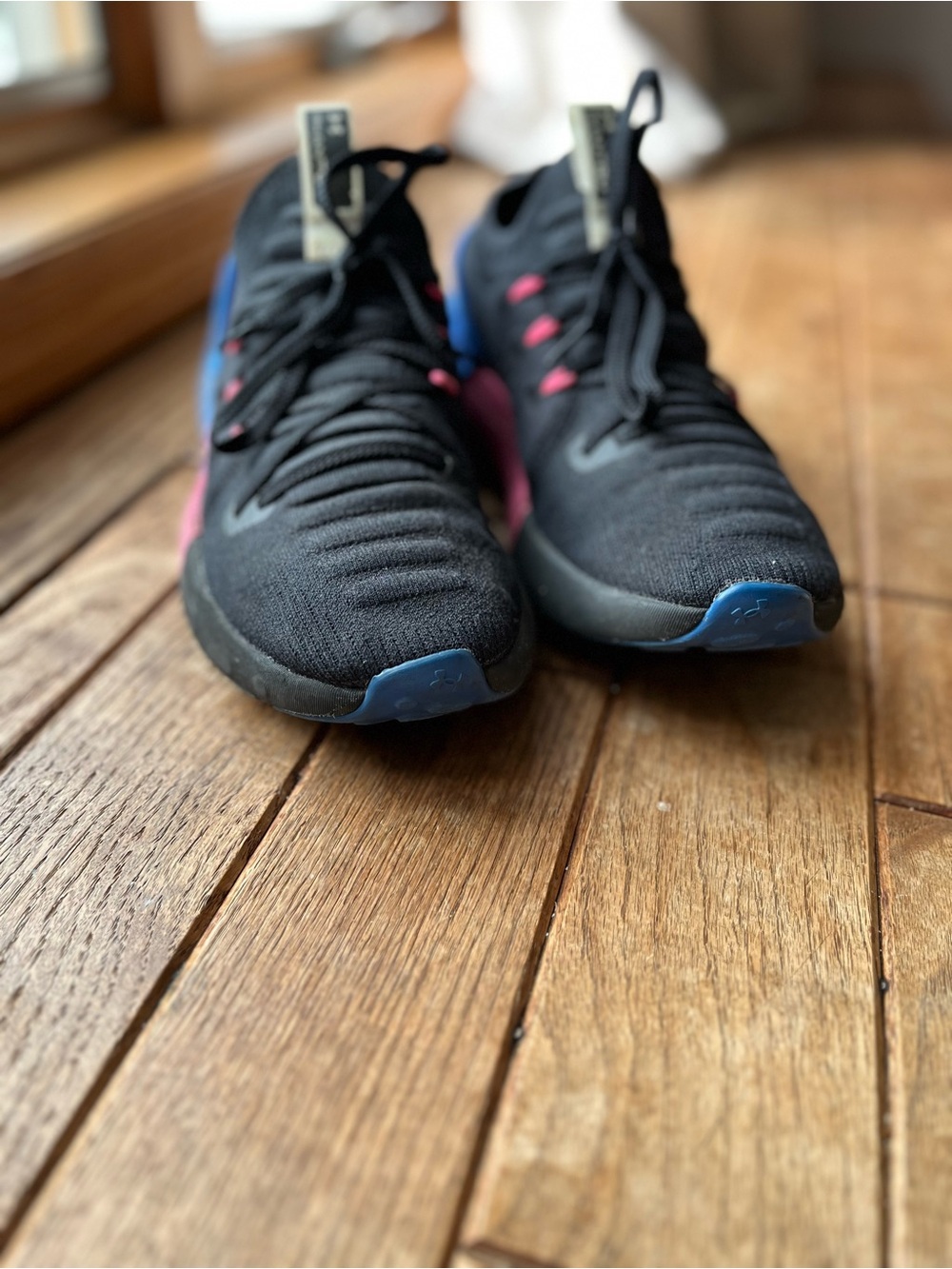 Under Armour Black Sneakers with Blue and Pink Accents